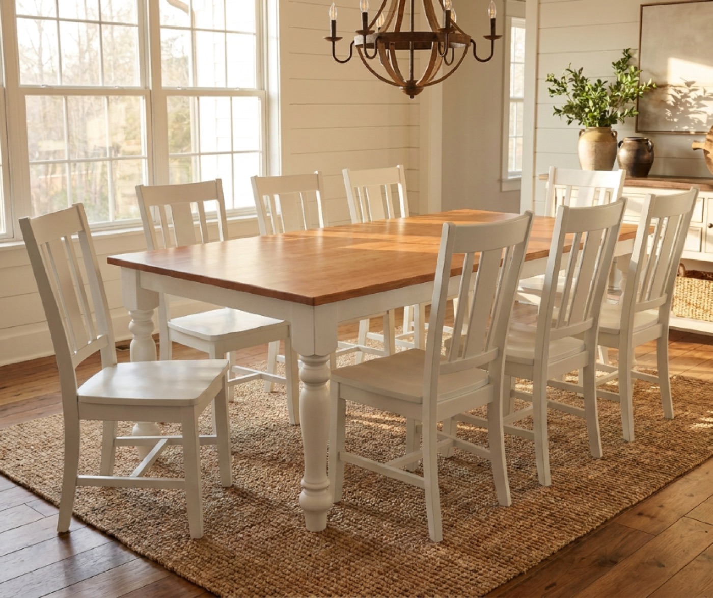 Farmhouse table with turned legs